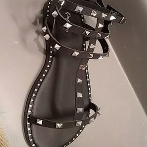 Black With Spikes Gladiator Sandals